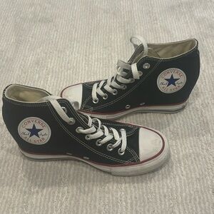 Converse high tops. Black. Wedge heel inside. Size 7.5